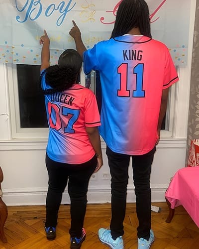 Customer photo review of Custom White Black Stripe Fashion Design Full Button Authentic Baseball Jersey