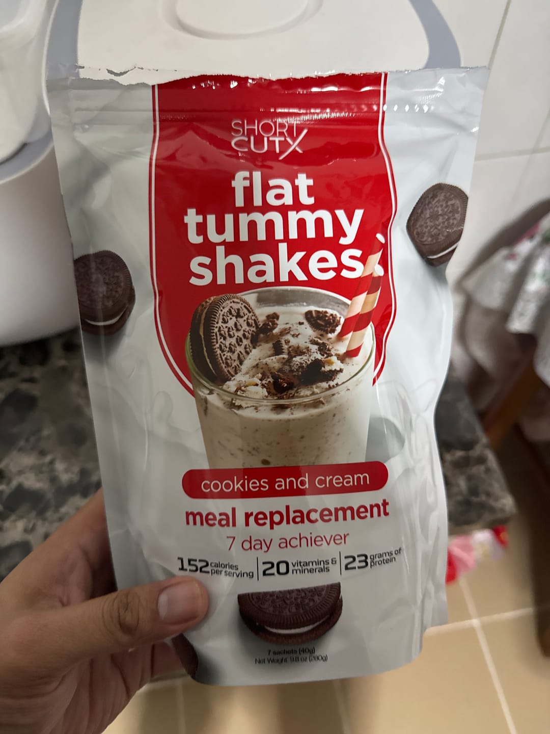 Customer photo review of Shortcutx Flat Tummy Shakes: Cookies and Cream
