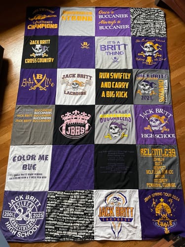 T-shirt quilt featuring jack britt lacrosse, jack britt cross country by Donna from NC