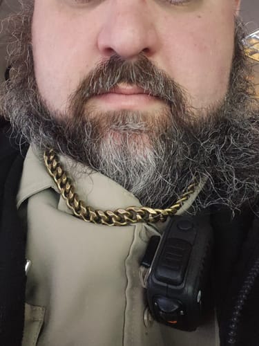 Customer photo review of Viking Courage Cuban Link Necklace: Helps Pair Veterans With A Service Dog Or Shelter Dog