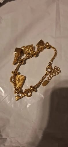 Customer photo review of Gold-Plated Stainless Steel Charm Bracelet — Gold-Tone | KIMLUD