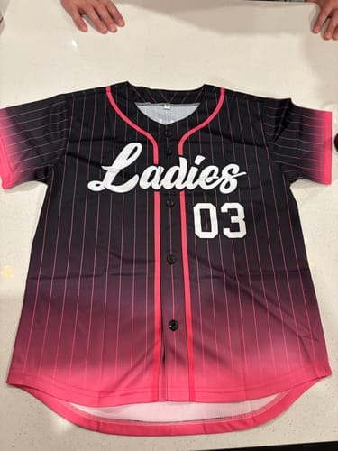 Customer photo review of Custom Aqua Pink-White Gradient Stripe Fashion Authentic Baseball Jersey
