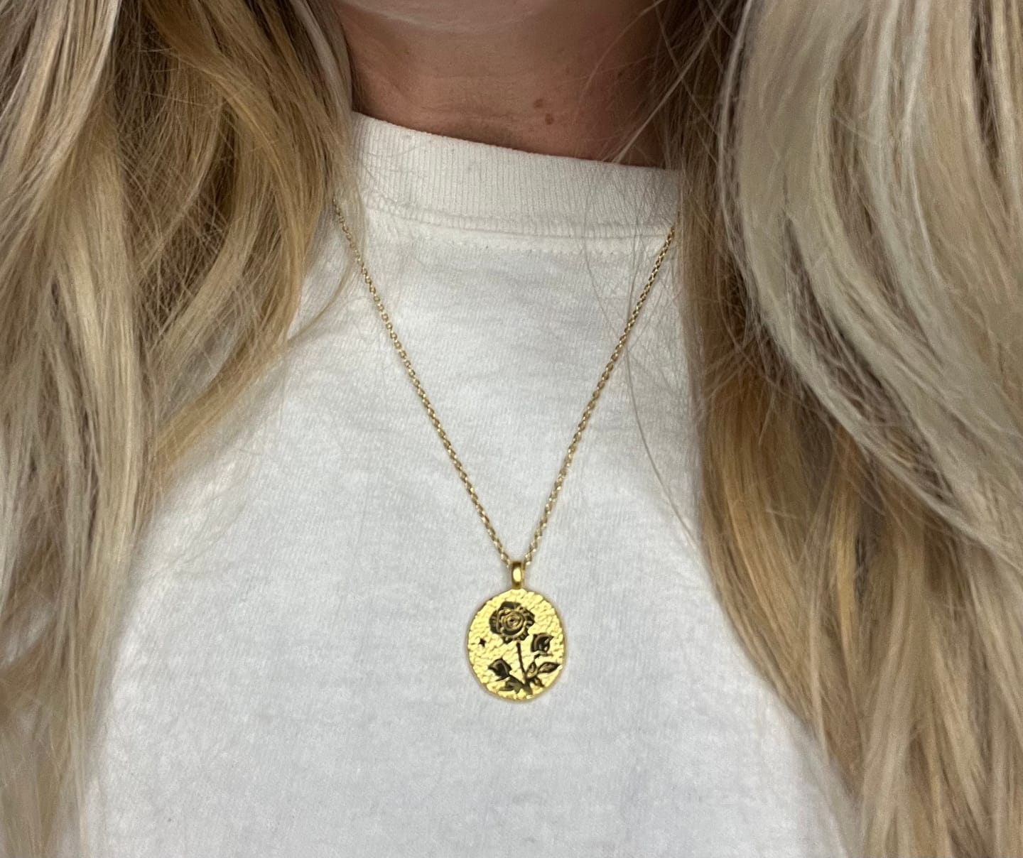Customer photo review of Rose Birth Flower Necklace - June