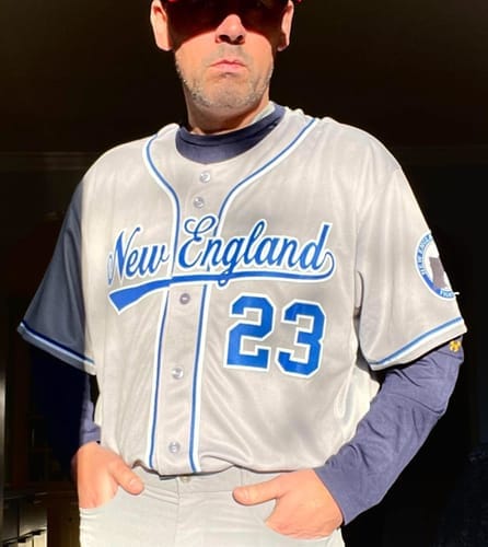 Customer photo review of Custom Aqua Pink-White Gradient Stripe Fashion Authentic Baseball Jersey