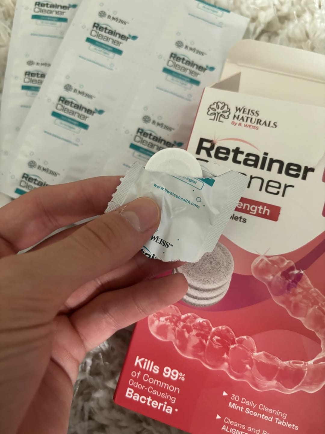Customer photo review of Daily Retainer & Aligner Cleaner Tablets Mint-Scented | No DYE