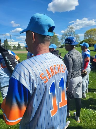 Customer photo review of Custom Aqua Pink-White Gradient Stripe Fashion Authentic Baseball Jersey