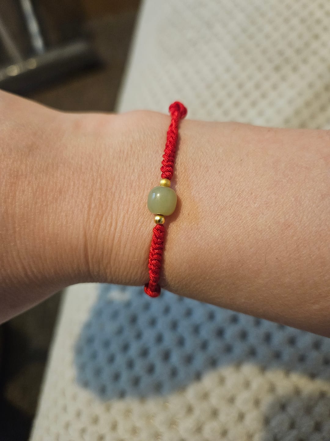 Customer photo review of Buddha Stones Handmade Jade Lucky Bead Prosperity Braided Bracelet