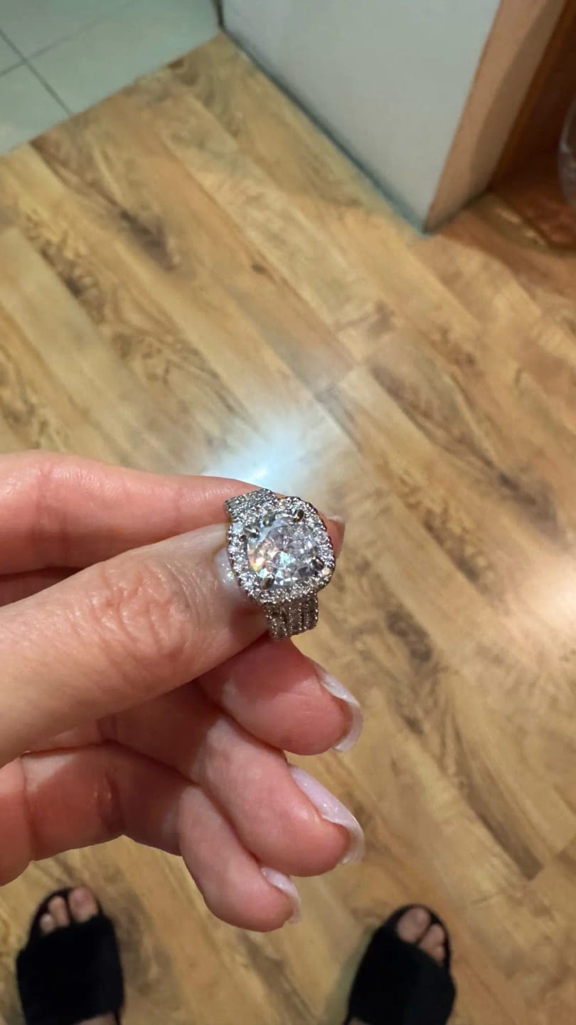 Customer photo review of Sterling Silver Ring Square Moissanite — Silver | KIMLUD