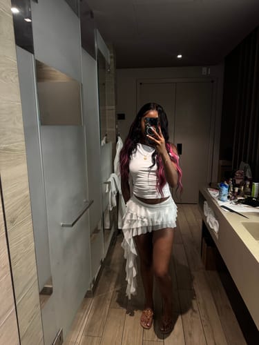 Customer photo review of Sheer Ruffle Skirt