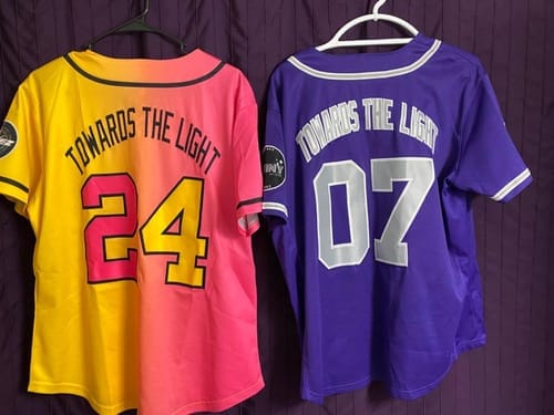Customer photo review of Custom Black Red Stripe Fashion Raglan Sleeves Authentic Baseball Jersey