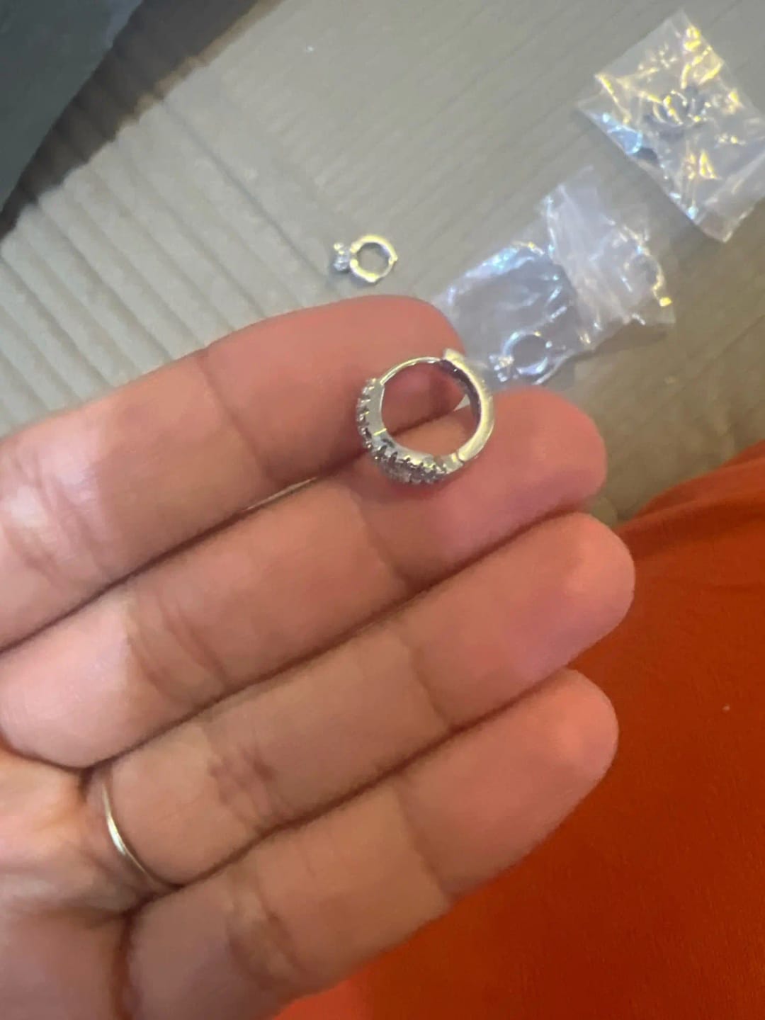 Customer photo review of 925 Sterling Silver Stud Earrings Zircon Crystal — Clear | KIMLUD
