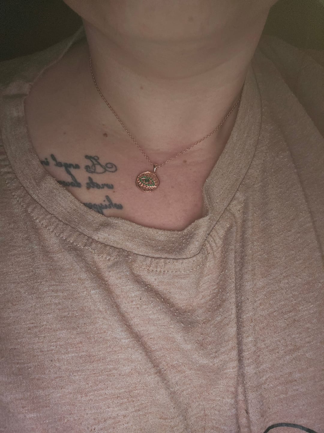 Customer photo review of Emerald Evil Eye Pendant Necklace