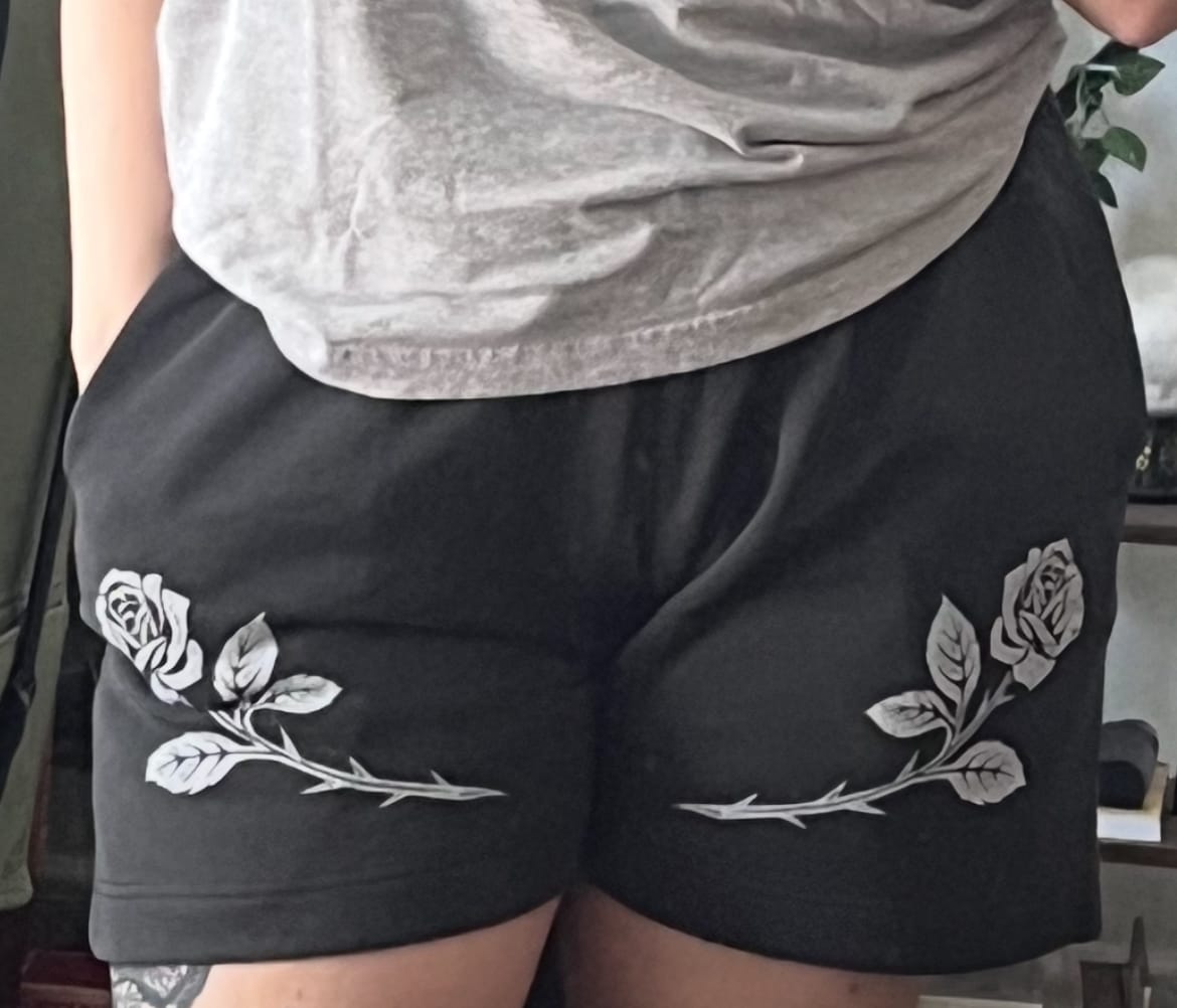 Customer photo review of Rose Relaxed Faded Track Shorts