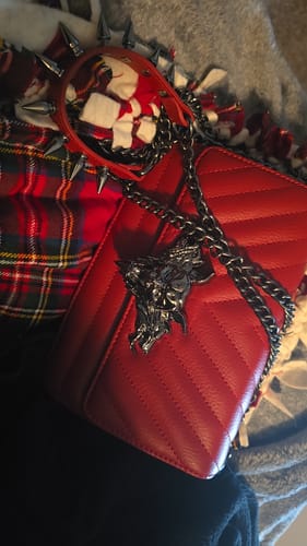 Customer photo review of FINAL SALE - BRAM STOKER'S DRACULA Gargoyle Sculpture Quilted Crossbody Bag in Blood Red