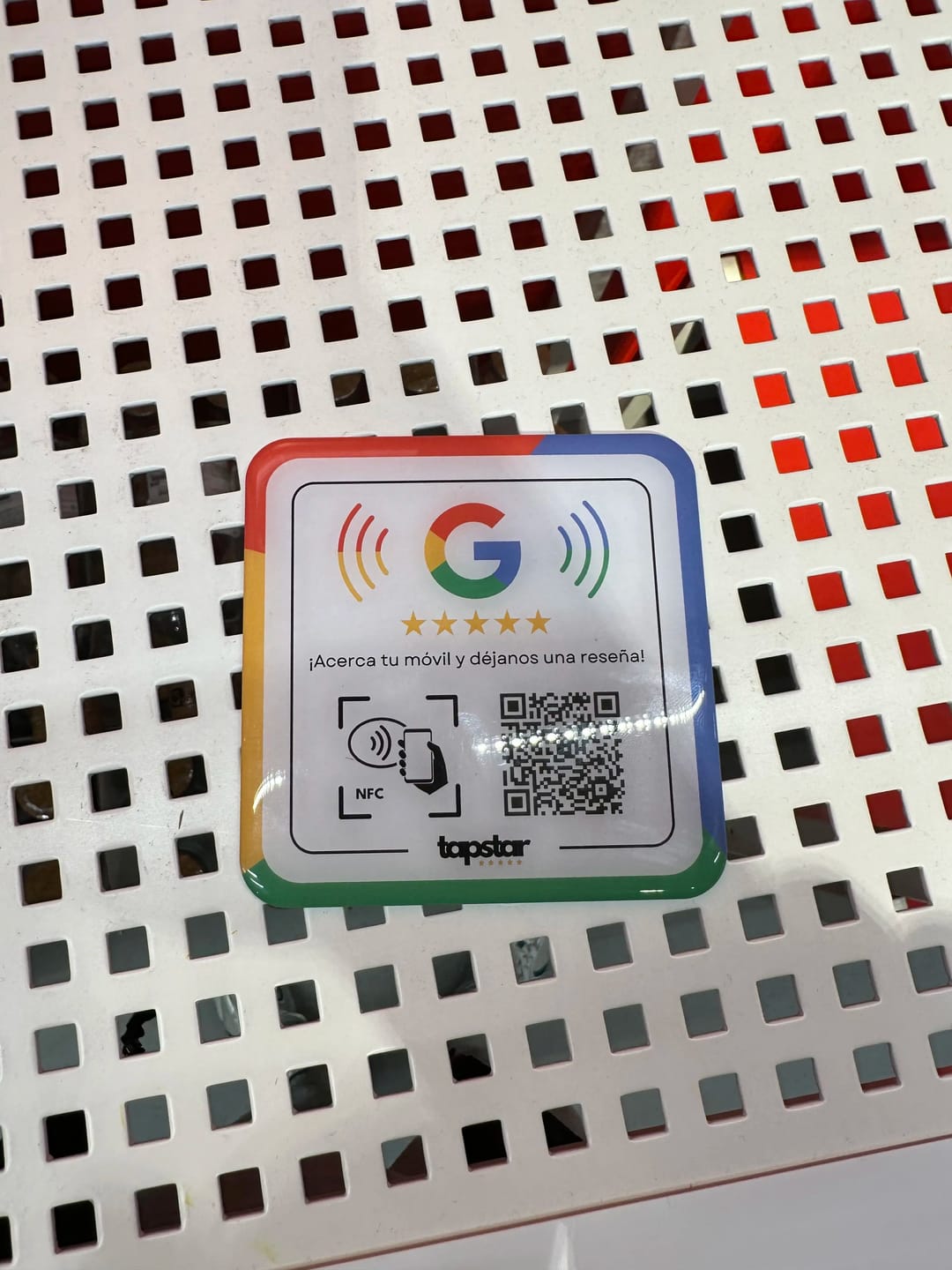 Customer photo review of Placa Reseñas de Google