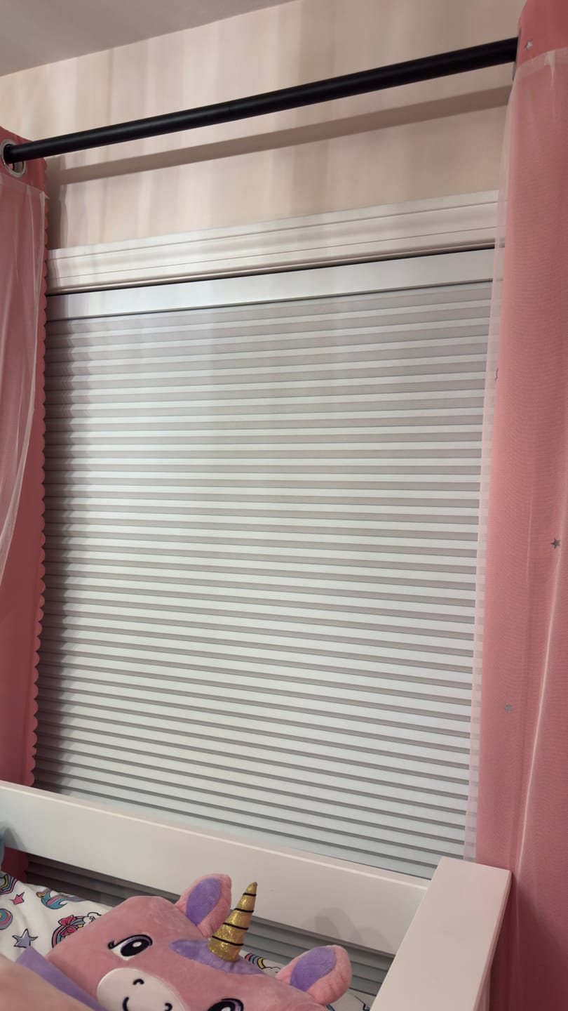 Customer photo review of SmartWings Motorized Blackout Cellular Shades Hazel