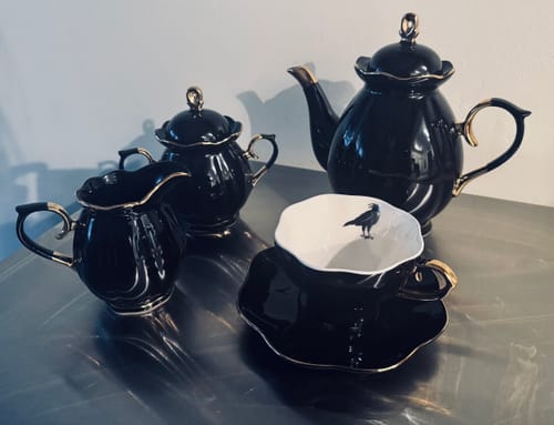 Customer photo review of Raven Black Gold Tea Cup and Saucer - CLEARANCE