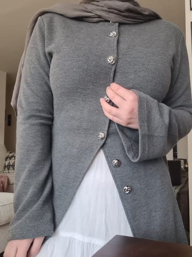 Customer photo review of Tailored Vintage Cardigan - Steel S