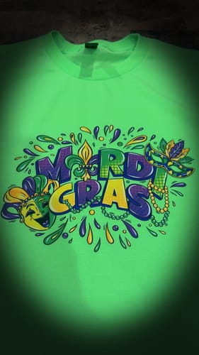 Customer photo review of MARDI GRAS VIBES DTF Transfer