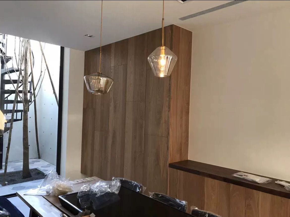 Customer photo review of Modern Minimalist Amber Glass Pendant Light