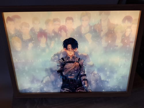 Customer photo review of A O T Series LED Light Painting Anime Photo Frame Wall Art