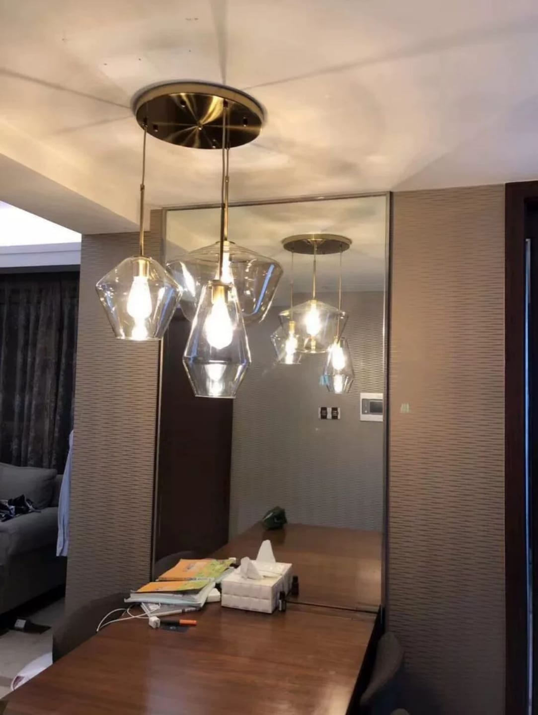 Customer photo review of Modern Minimalist Amber Glass Pendant Light