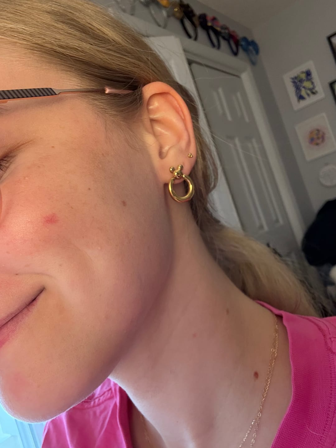 Customer photo review of Mini Leader of the Club Earrings
