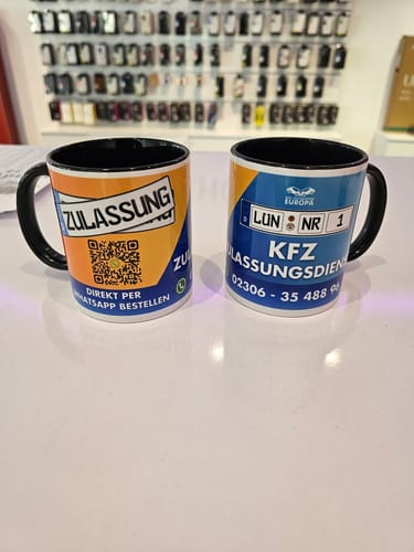 Customer photo review of TassenExpress - Becher Keramik Tasse mit Logo bedruckt 325ml Firmenlogo