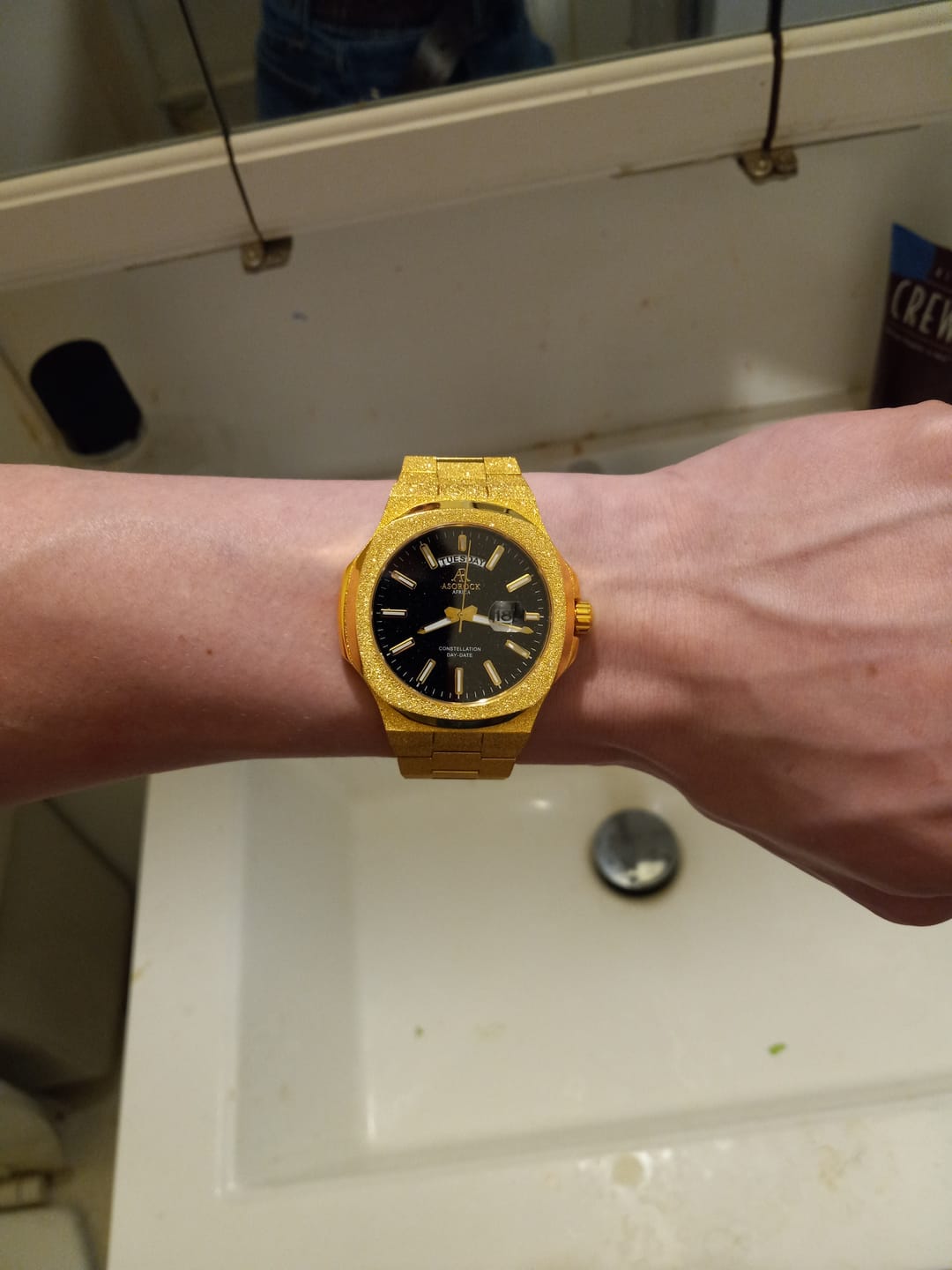 Customer photo review of Gold/Black Frosted Stardust Constellation Day Date