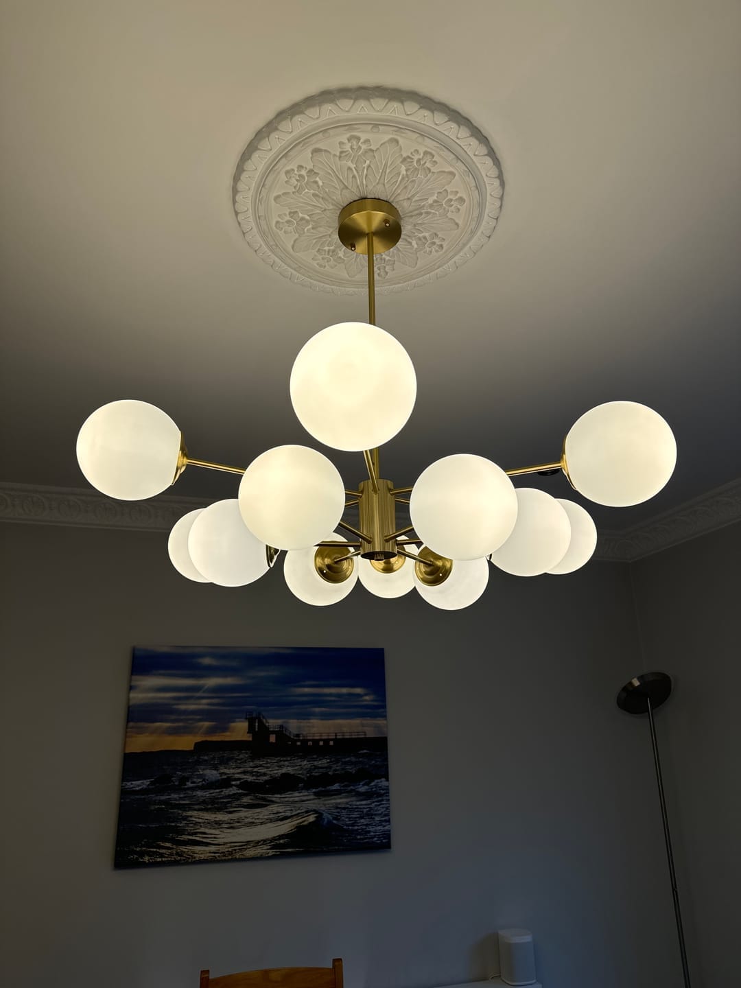 Customer photo review of Opal Glass Globe Sputnik Chandelier