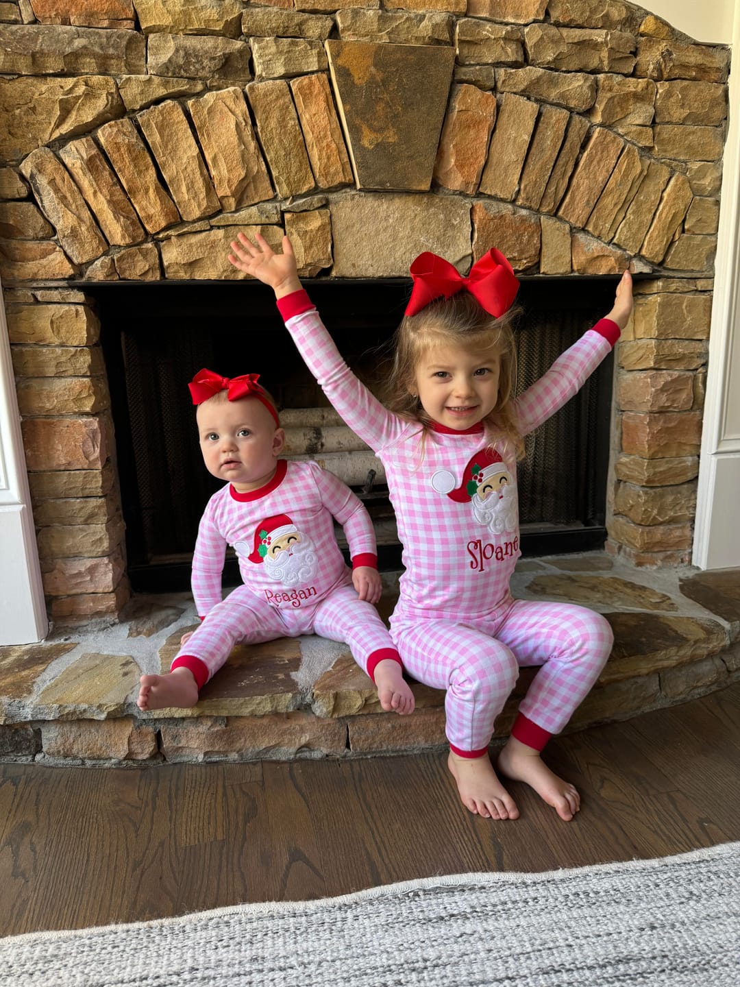Customer photo review of Happy Santa Pink Gingham Pajamas