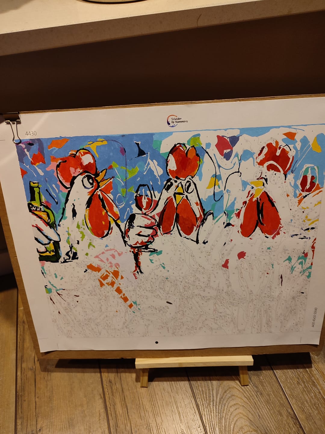 Customer photo review of Vrolijk Schilderij - Kippen Aan De Wijn