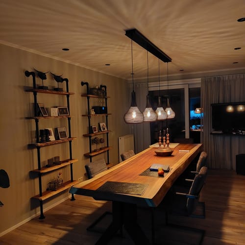Customer photo review of Hanglamp Drew - 4-lichts - Zwart/Bruin - Metaal