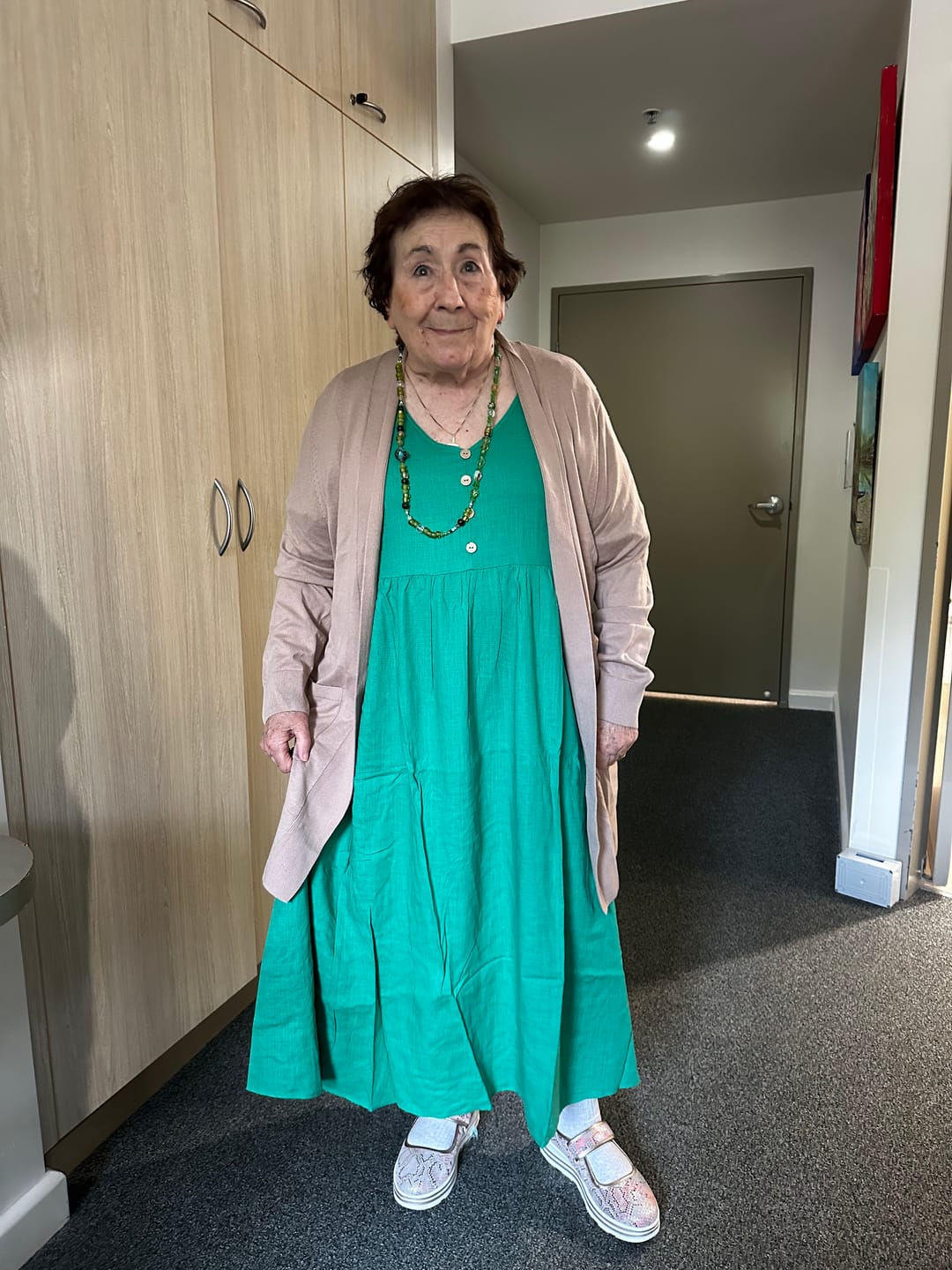 Customer photo review of Emery Dress in Emerald