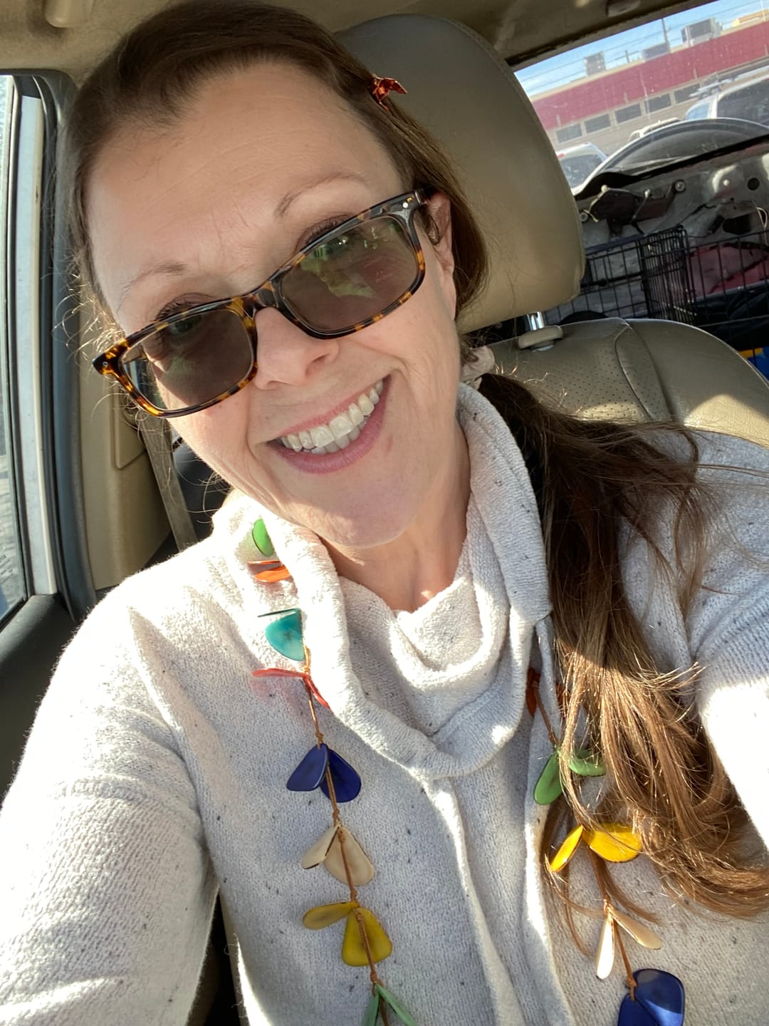Customer photo review of Tagua Slice Necklace