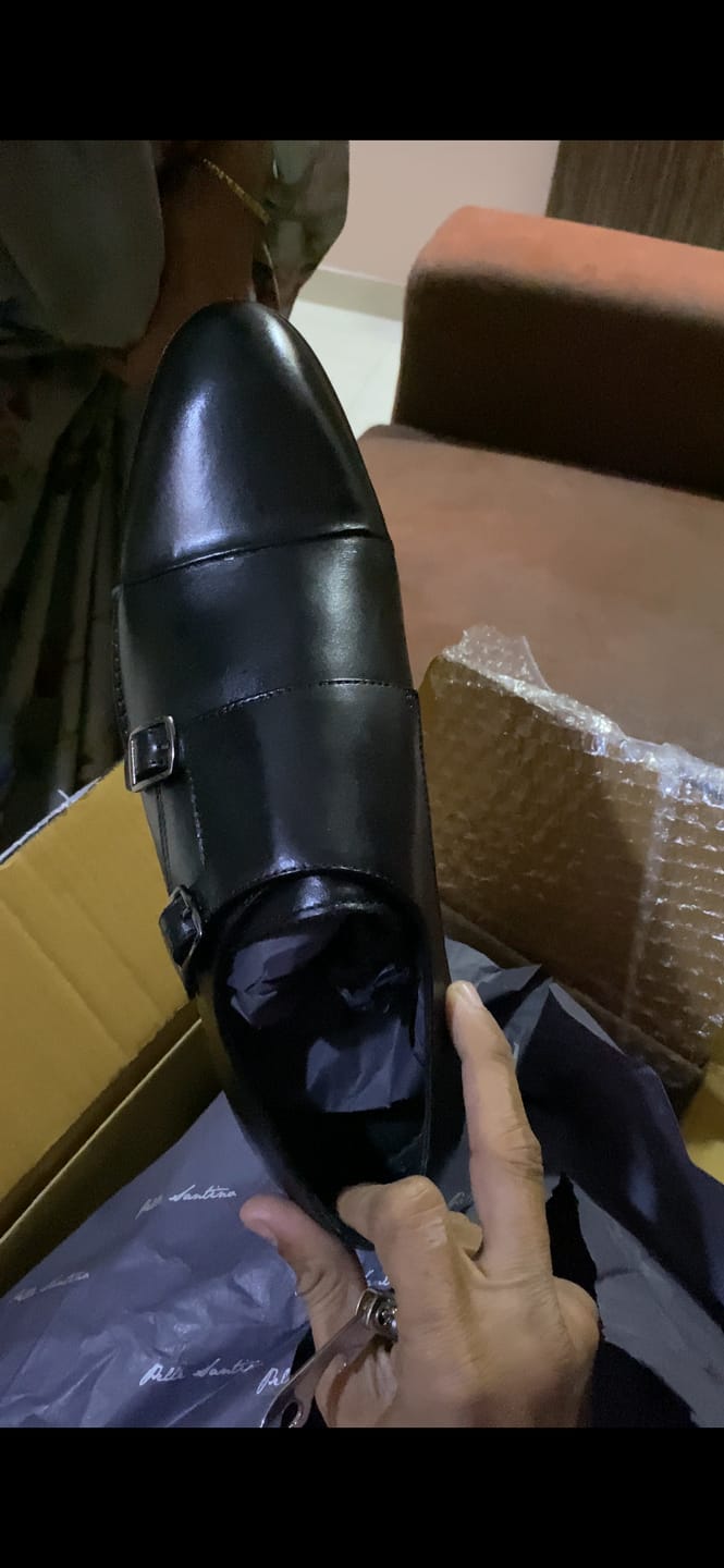 Customer photo review of Double Monk Straps Cap toe - Black