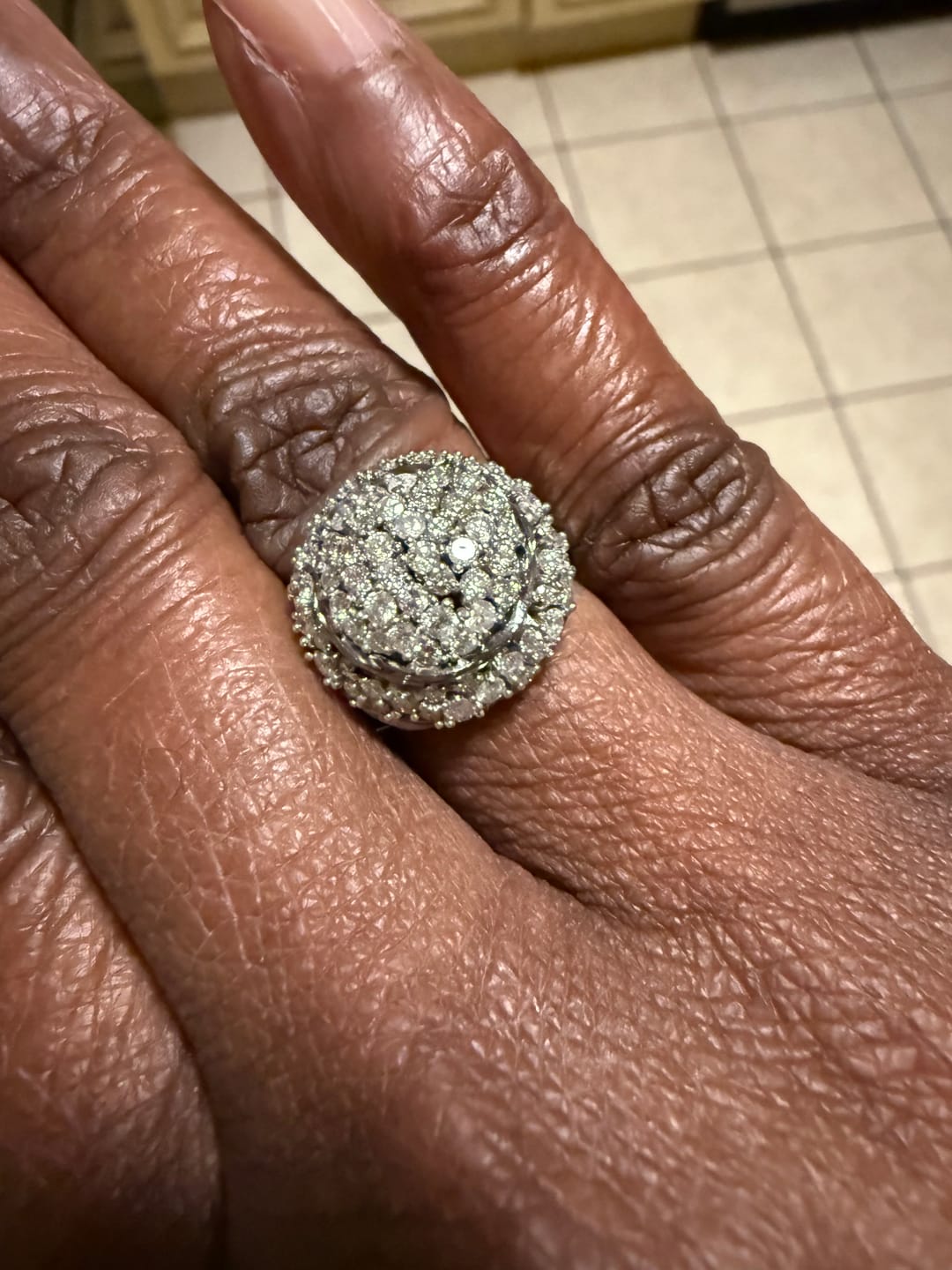 Customer photo review of Black Gold Cluster Engagement Mined Ring