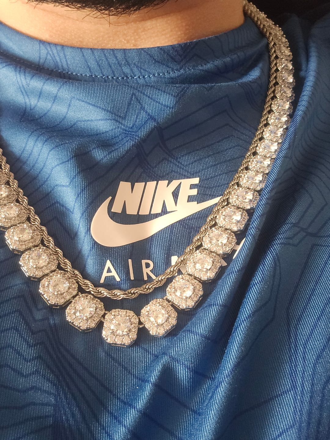 Customer photo review of 10MM CLUSTERED TENNIS CHAIN - WHITE GOLD