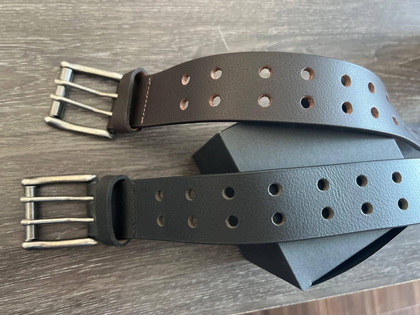 Customer photo review of Black Double Hole Full Grain Leather Belt