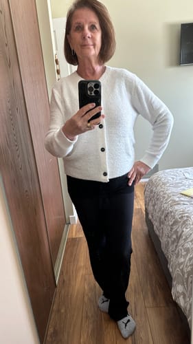 Customer photo review of Zen Fuzzy Button Cardigan (Ivory)