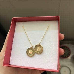 Customer photo review of Personalized Pet Paw Print Charm Necklace