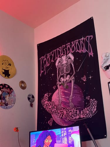 Customer photo review of Sad Rabbit Tapestry 55"