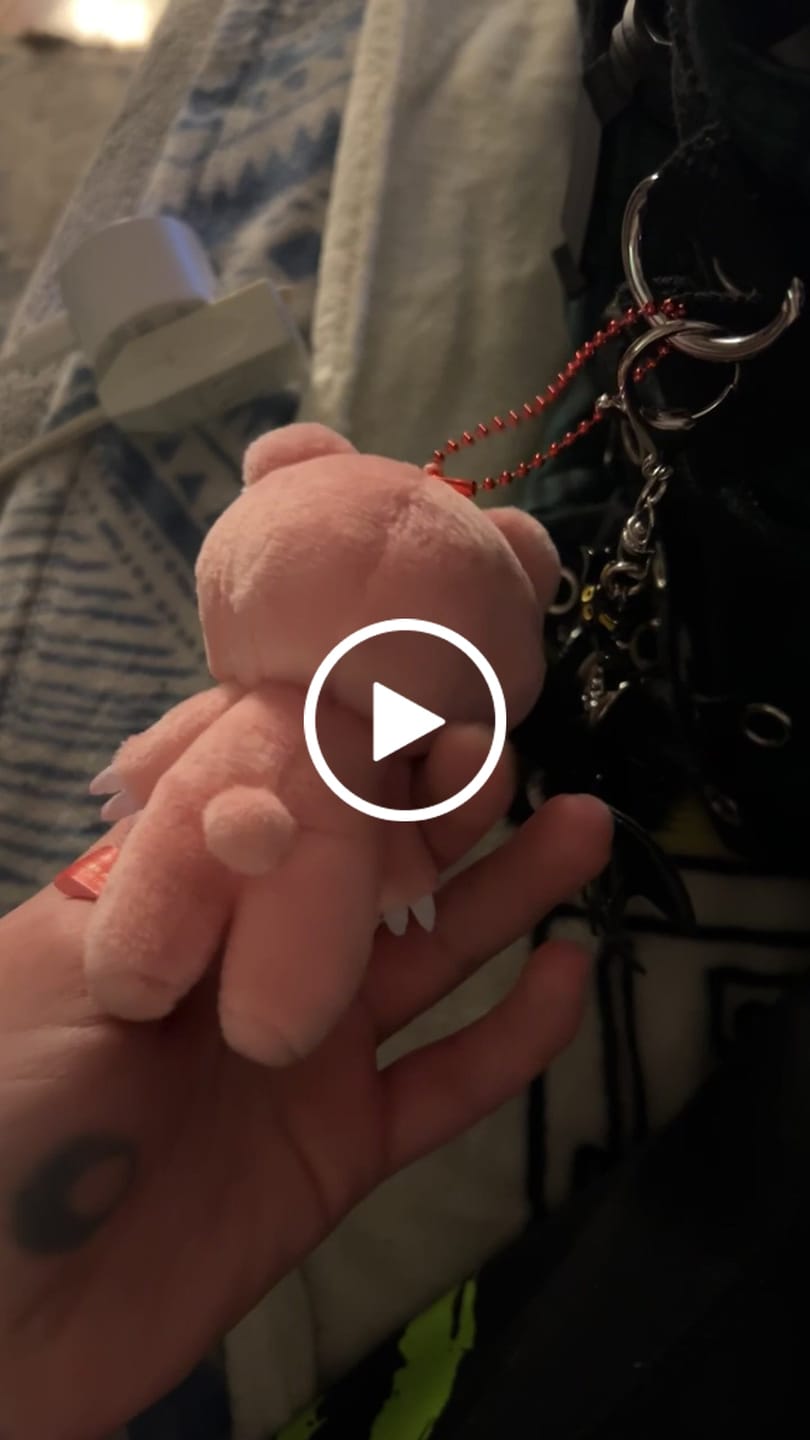 Customer video review of Mini Pink Messy Gloomy Ballchain Plushie