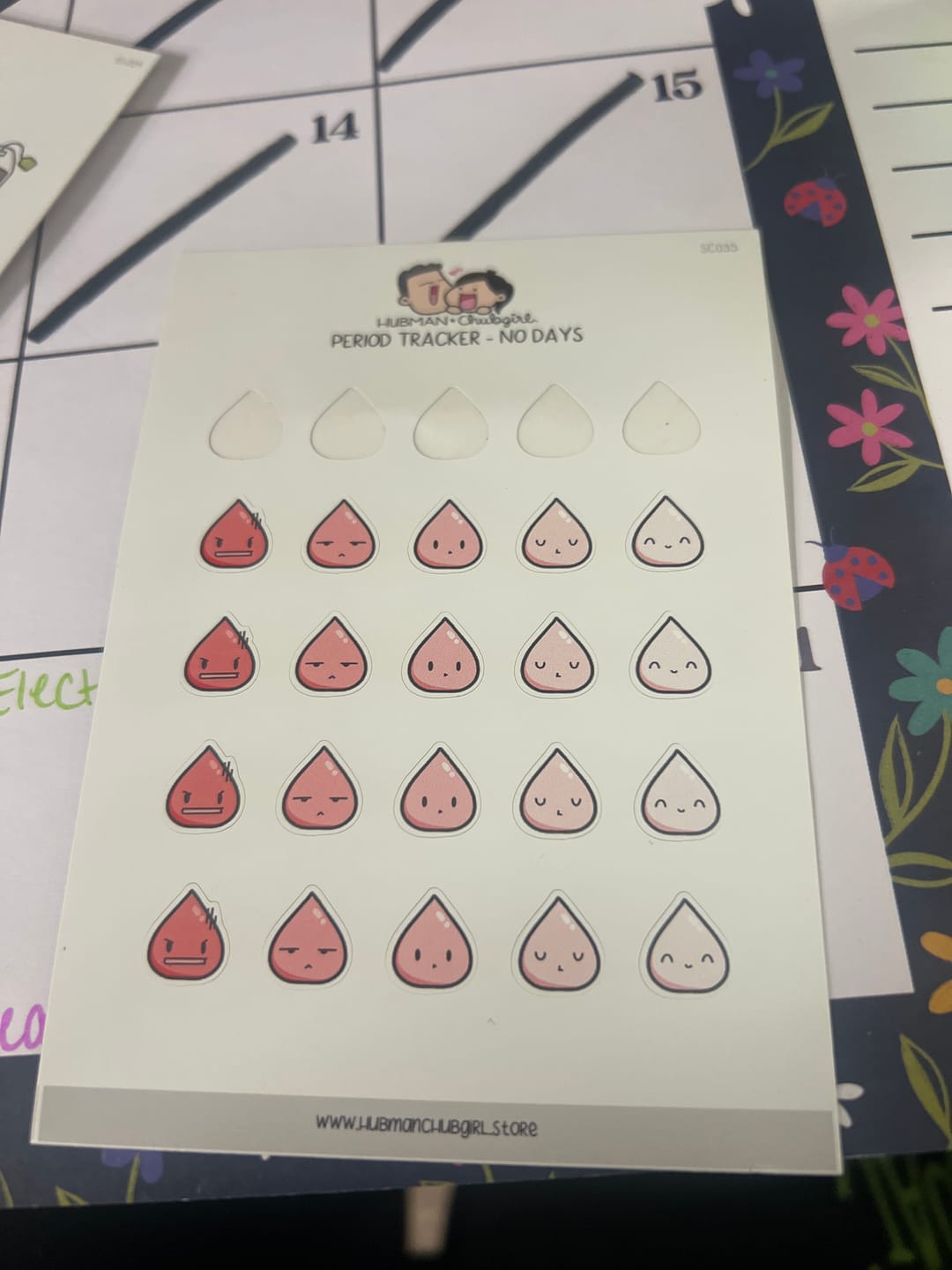 Customer photo review of Period Tracker Planner Stickers - No days