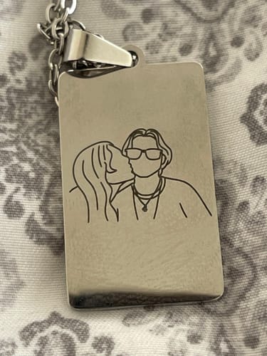Customer photo review of Soulmate Custom Engraved Photo Tag Necklace