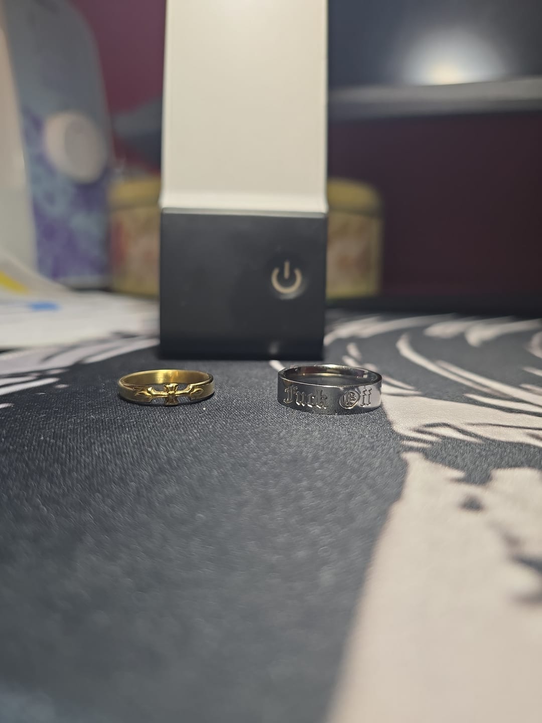 Customer photo review of Chrome Cross Ring Band
