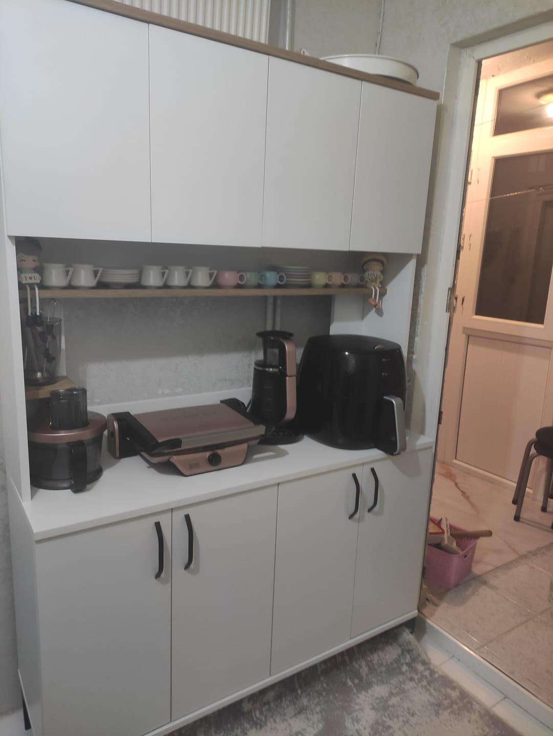 Customer photo review of Rani JE176 Çok Amaçlı Dolap 8 Kapaklı Kiler Mutfak Dolabı Sepet Ceviz - Beyaz
