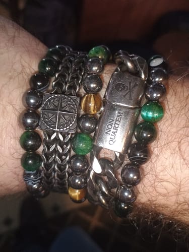Customer photo review of Overcome Evil Compass Chain Bracelet - Helps Pair Veterans With A Service Dog Or Shelter Dog