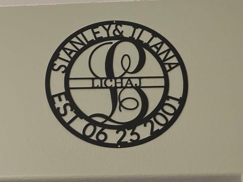 Customer photo review of Elaborate Name - Steel Sign
