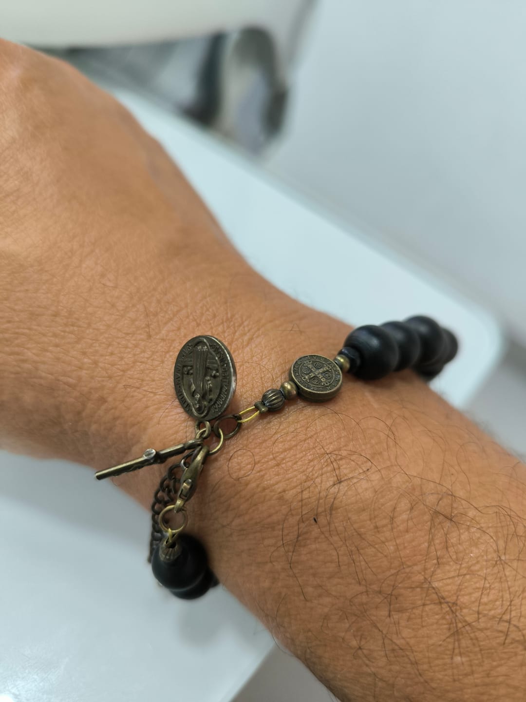 Customer photo review of Ebony Beads St. Benedict the Blessed Protection Bracelet